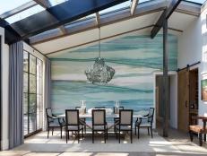 Dining Room With Watercolor Wallpaper