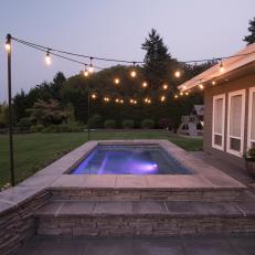 Backyard Stone Spa With Underwater Mood Lighting