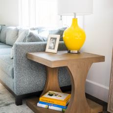 Side Table Complete With Sunny Yellow Lamp