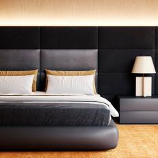 Luxe Master Bedroom With Black Headboard