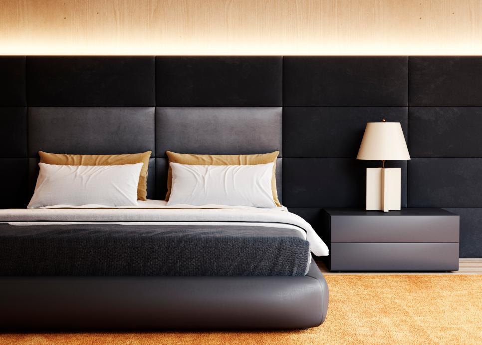 Luxe Master Bedroom With Black Headboard | HGTV