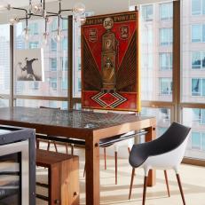 Urban Dining Room With Red Art