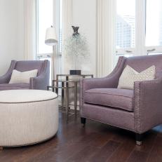 Art Deco Sitting Area With Purple Chairs
