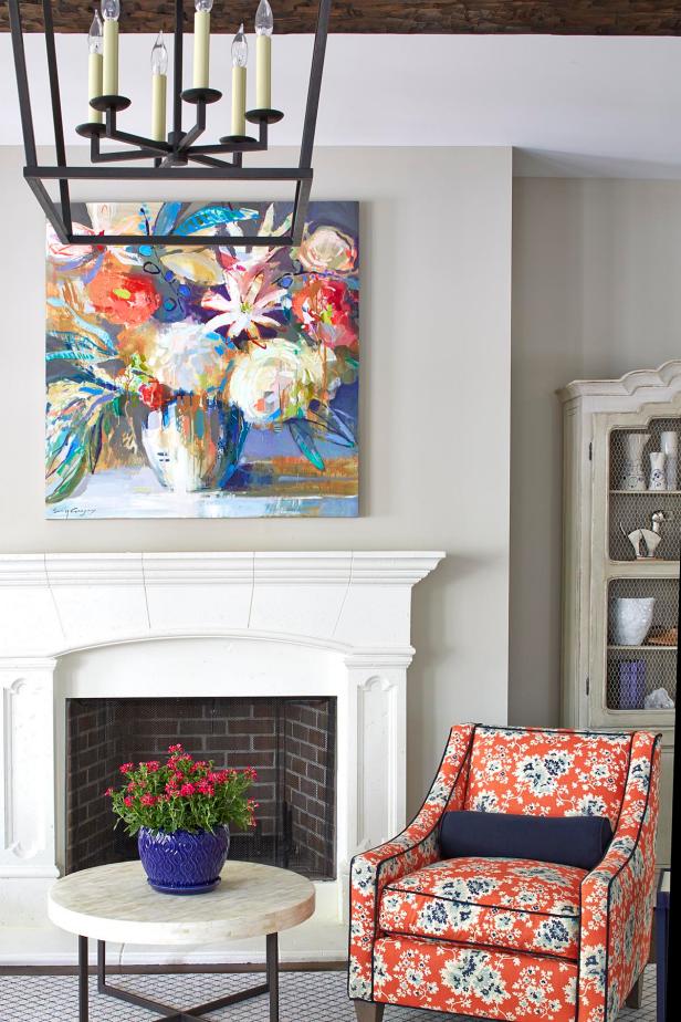 Traditional Living Room With Red Armchair Hgtv