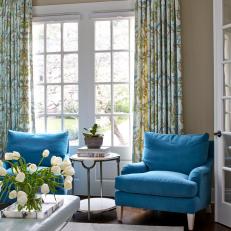 Living Room With Two Blue Armchairs