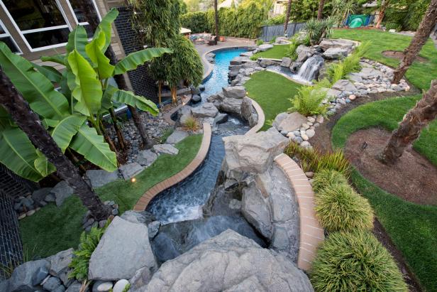 Backyard Stream, Waterfall and Pool | HGTV