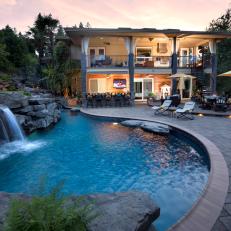 Patio and Pool With Waterfall