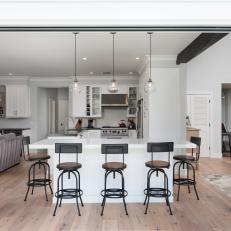 Open Plan Kitchen With Country Barstools