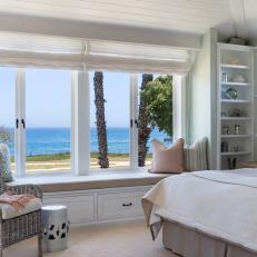 Blue Cottage Bedroom With Window Seat