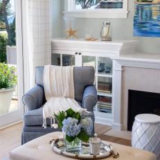 Blue Coastal Living Room With Starfish