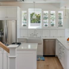 White Open Plan Kitchen With Peninsula