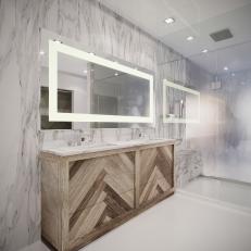 Modern Bathroom With Wood Vanity