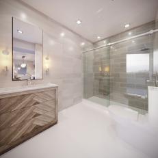 Modern Bathroom With Rustic Wood Vanity