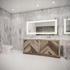 Marble Modern Bathroom With Rustic Vanity