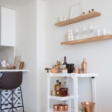 White Bar Cart Offers Modern Update to Furniture With Classic Functionality