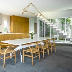 Modern Dining Room Pairs Table, Wishbone Chairs