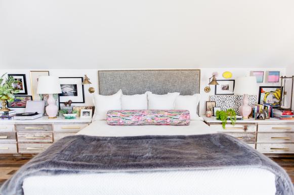 Bed Paired With Reclaimed-Wood Nightstands