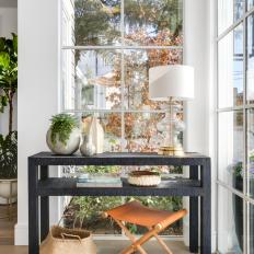 Black Console Table and Windows