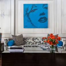 Modern Glam Living Room With Antique And Contemporary Accents And Pop Art