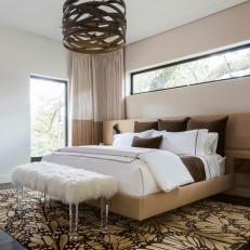 Brown Contemporary Bedroom With Butterfly Rug