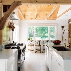 Wood Beams Add Rustic Touch to Kitchen