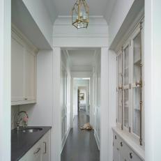 Classic  White Country Farmhouse Butlers Pantry And Hallway