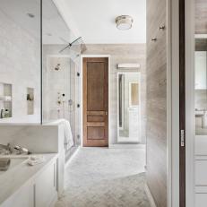 Master Bathroom With Glass-Enclosed Steam Shower