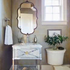 Classic Modern Powder Room Bath With Single Vanity