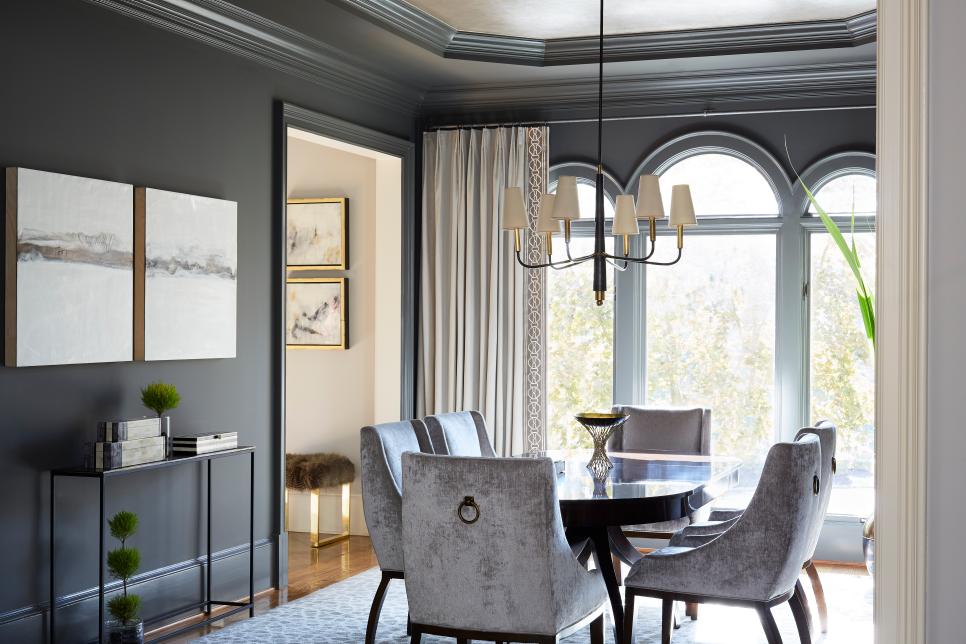 Modern Dining Room With Charcoal Gray, Charcoal Gray Dining Room Chairs