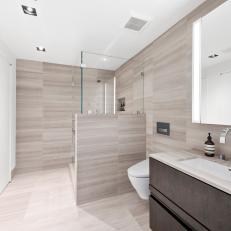 Modern Bathroom With Walk-In Shower and Stone Surround