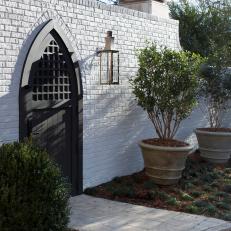 Courtyard Entry with Gothic Arch Doorway