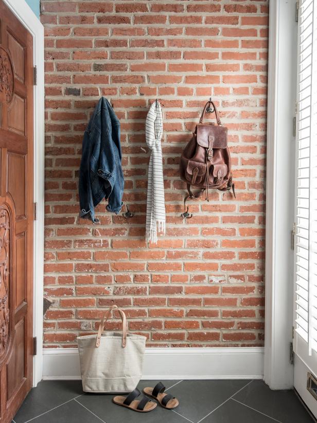 Foyer With Exposed Brick