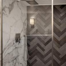 Tiny House Gray And White Bathroom Shower With Glass And Tile