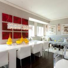 Art Deco Dining Area With Red Art