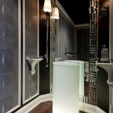 Black Art Deco Powder Room