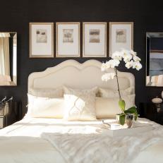 Contemporary Black And White Master Bedroom With Metallic Accents