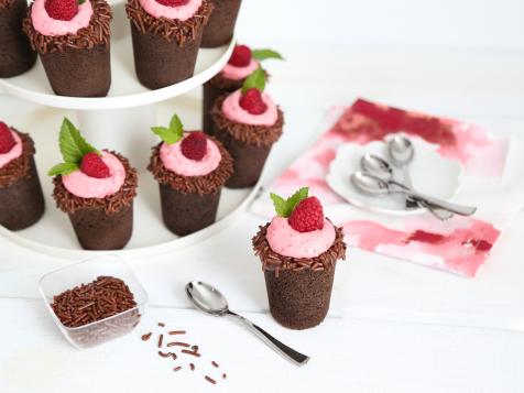 Raspberry Mousse-Filled Chocolate Cookie Shots