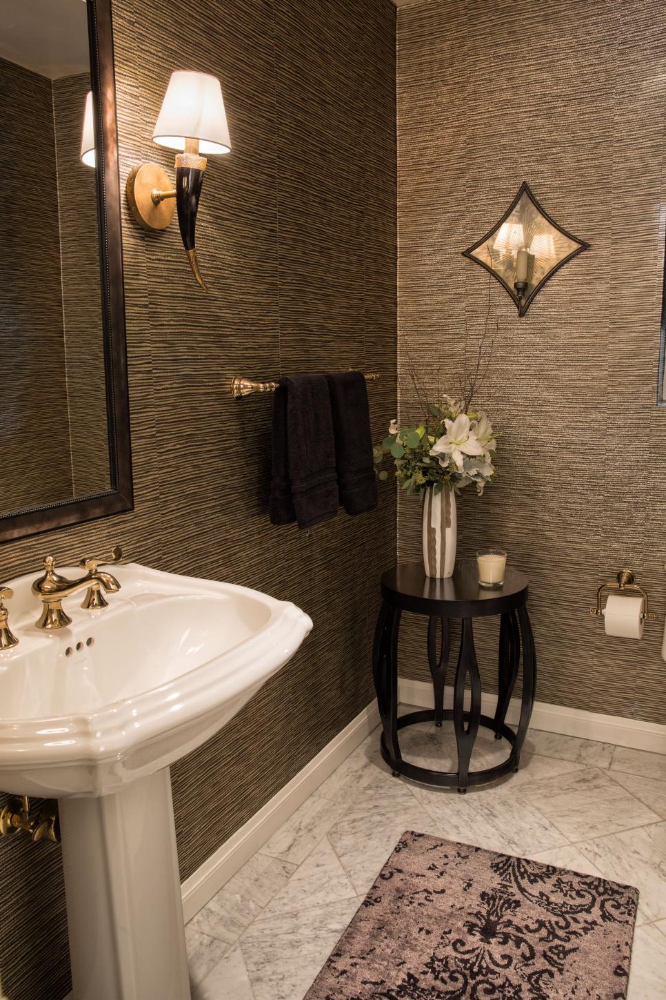Classic Contemporary Bathroom with Wallpaper | HGTV