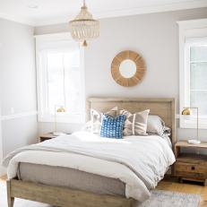 Light Wood Bed Frame Adds Natural Touch to Guest Room
