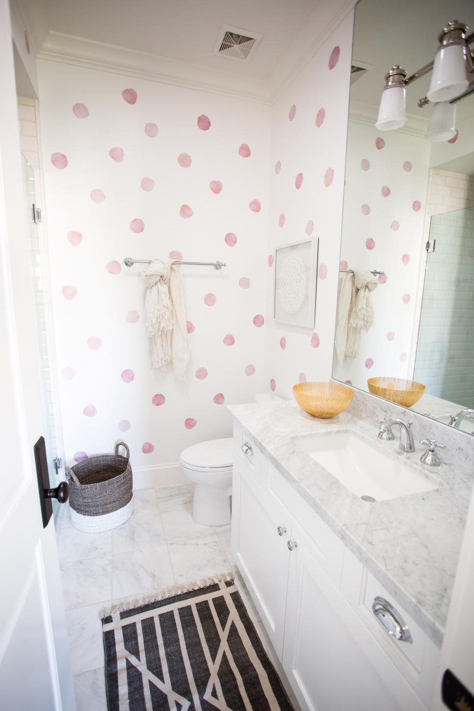 Pink Polka Dots Add Fun Flair To Kids Bathroom HG