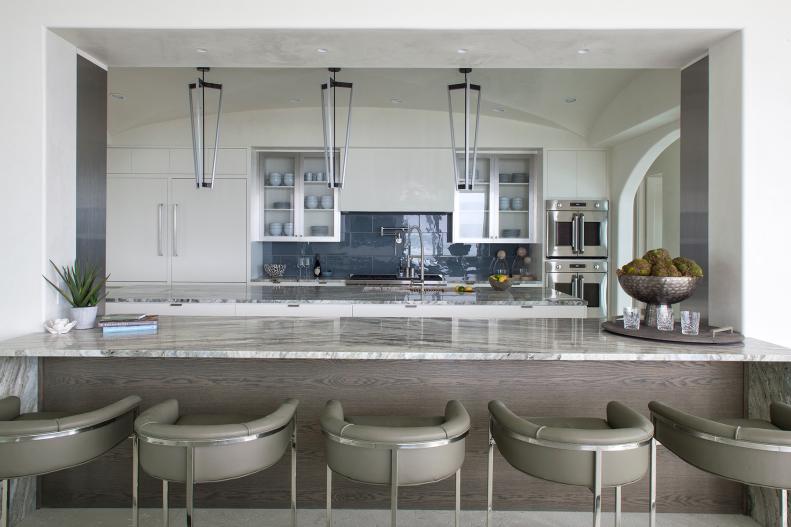 Open Plan Kitchen With Rounded Barstools
