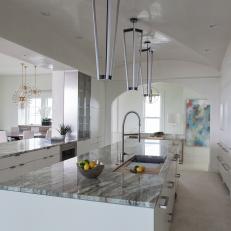 Neutral Galley Kitchen With LED Lights