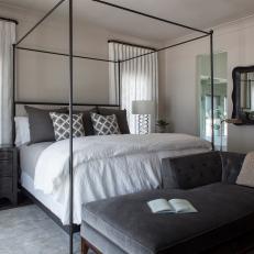 Gray Contemporary Bedroom With Chaise