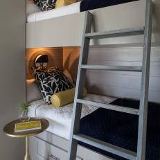 Gray Coastal Bunk Beds With Graphic Pillows