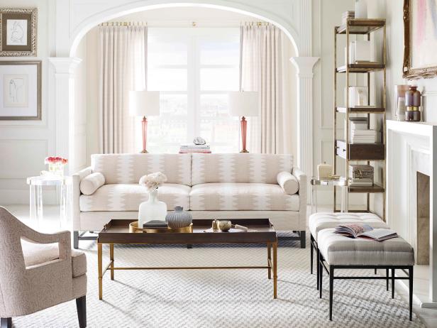 Patterned Sofa In Traditional Living Room Hgtv