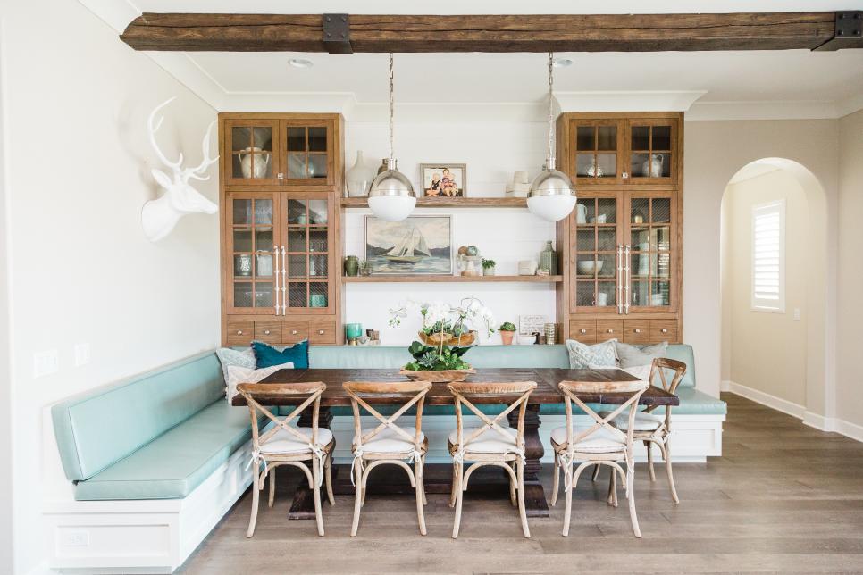 Coastal Kitchen And Dining Room, Beach Style Dining Table And Chairs
