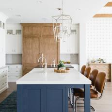 Wood Beams, Cabinet Add Farmhouse Touch to Kitchen