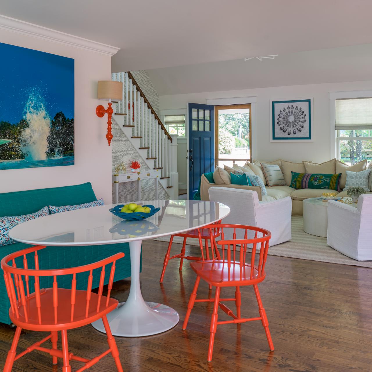 Coastal Home With Pops of Orange, Martha's Vineyard Interior Design