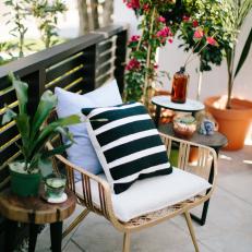 Neutral Southwestern Patio with Brown Metal Chairs