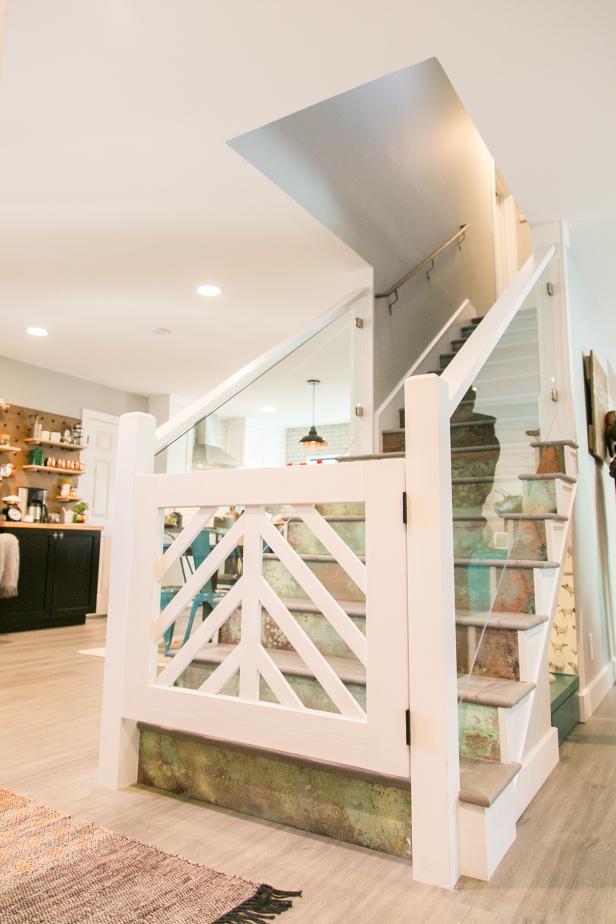 white wooden stair gate